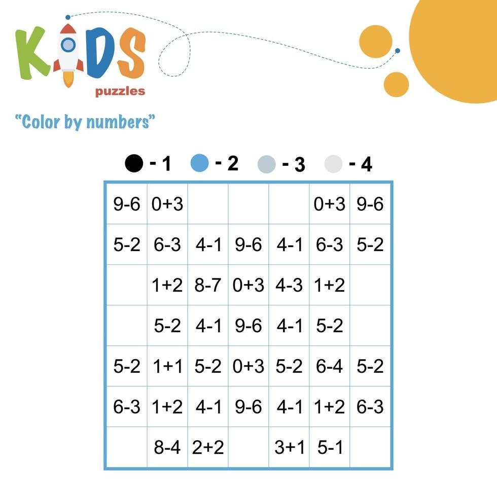 färg med siffror utskrivbart matematiskt kalkylblad vektor