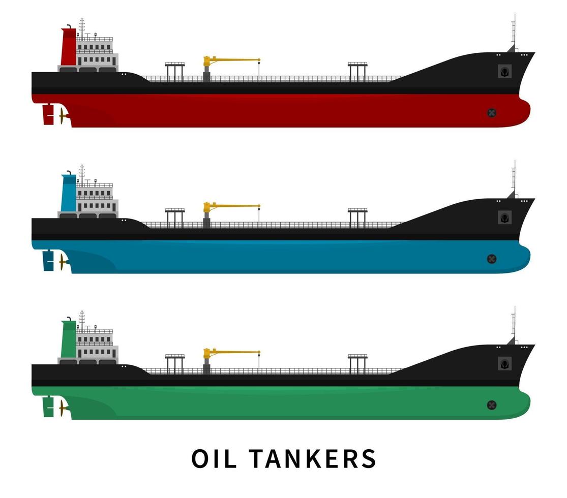 rot grün blau schwarz Öltanker Set vektor