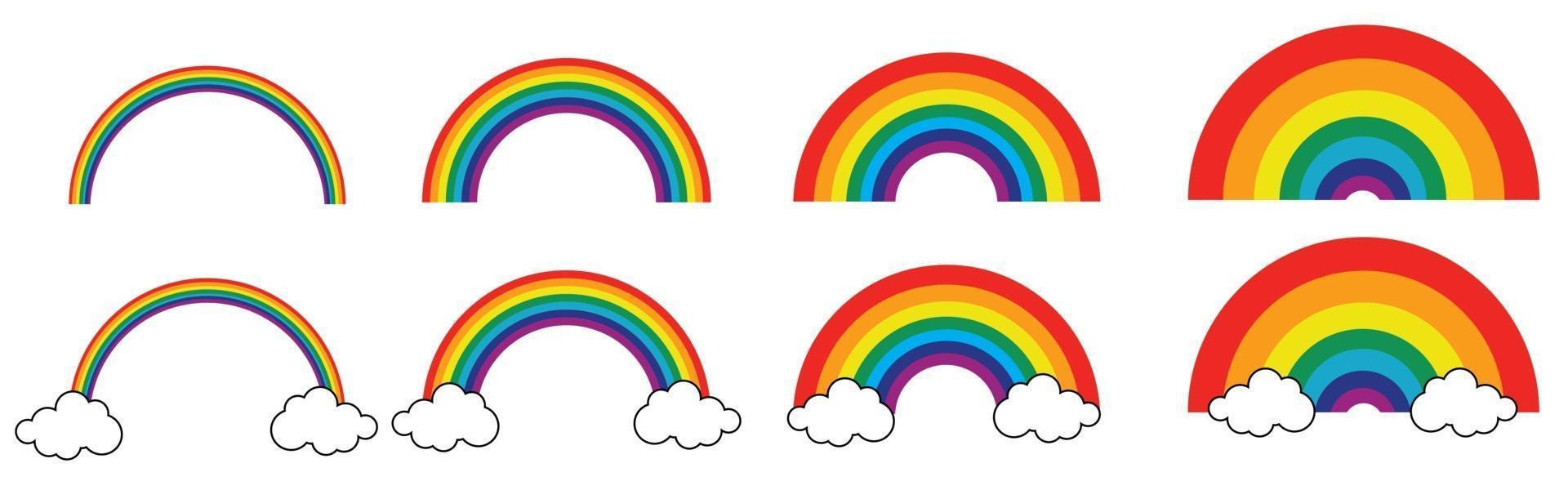 bunte Regenbögen Icons Set. Sammlung klassischer Regenbogen. vektor