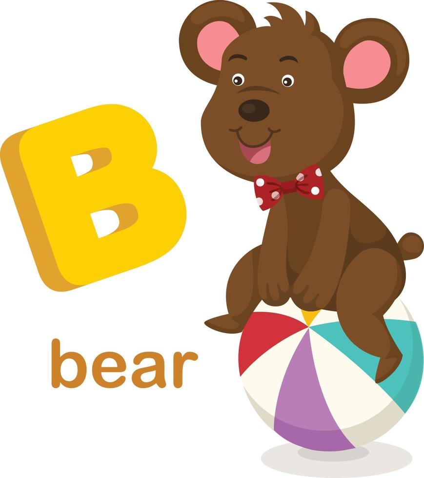 illustration isolerade alfabetet bokstaven b björn vektor