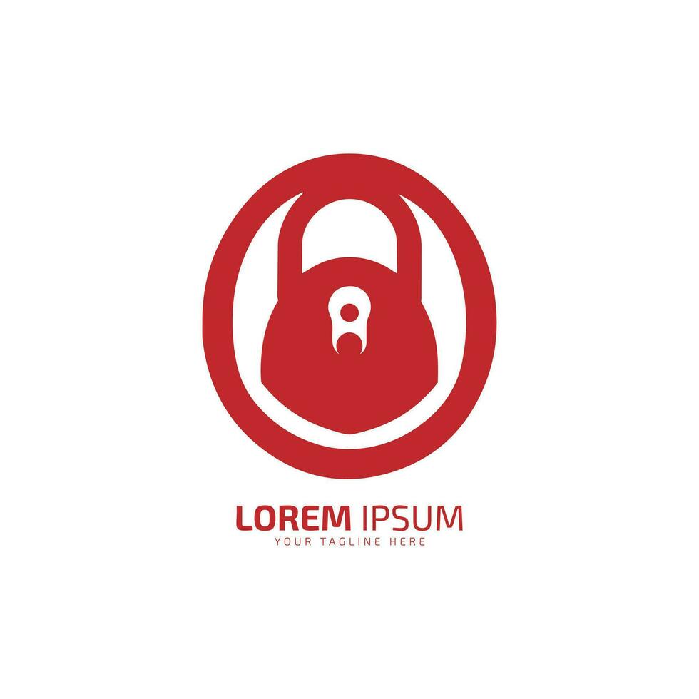 minimal och abstrakt logotyp av låsa ikon låsa vektor säkerhet silhuett isolerat design röd ikon