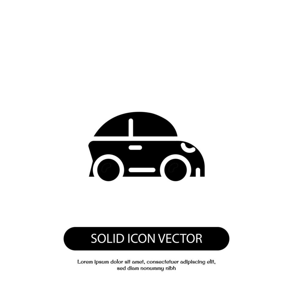 Auto Vektor solide Symbol. Seite Aussicht Auto schwarz Symbol isoliert im Weiß Hintergrund. Vektor Auto Seite Symbol solide Farbe