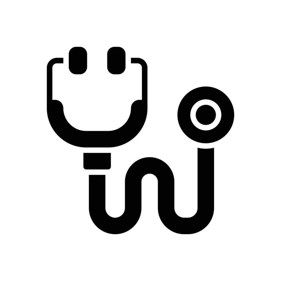 Stethoskop Glyphe Symbol. Vektor Symbol zum Ihre Webseite, Handy, Mobiltelefon, Präsentation, und Logo Design.