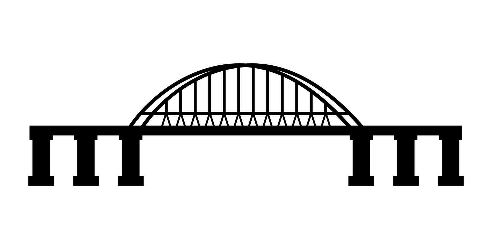 das Brücke mit ein Bogen. schwarz Silhouette. eben einfach Illustration. vektor