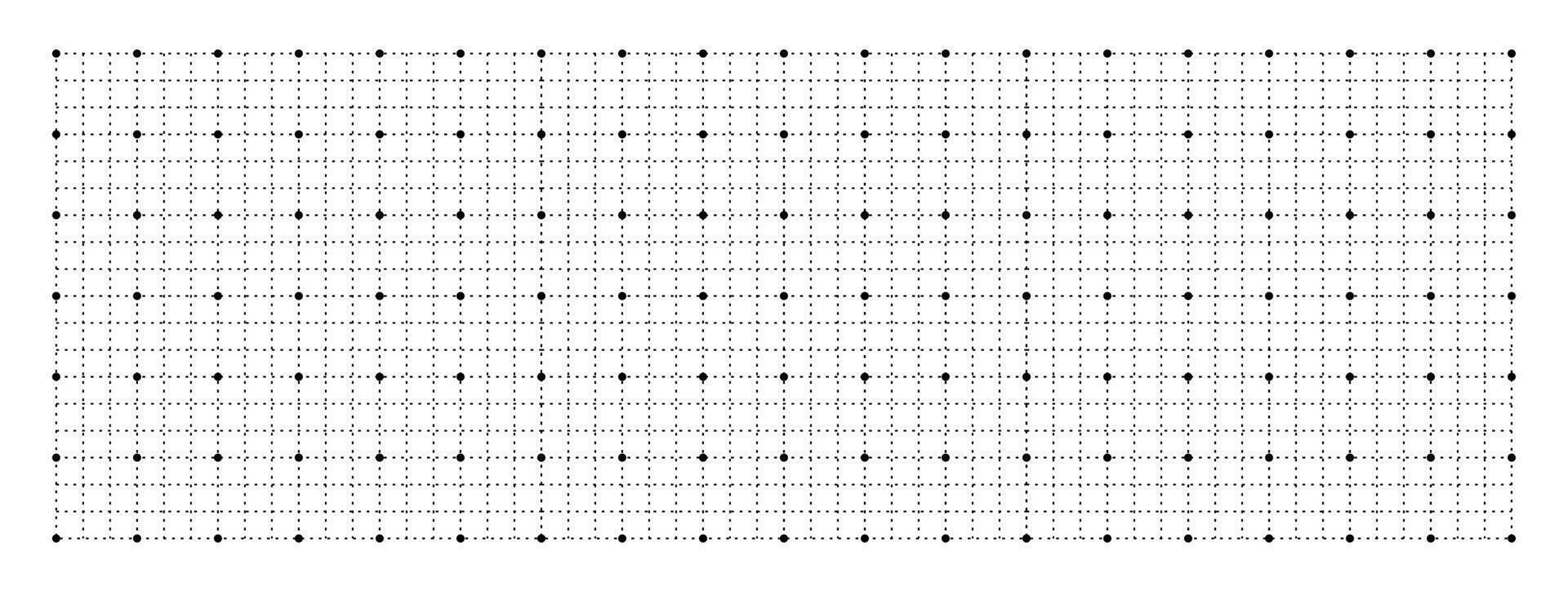 geometrisch Gitter mit Quadrate und Punkte Hintergrund. messen leer Weiß Vorlage mit schwarz Linien zum Abfassung und technisch Design mit Millimeter Vektor Markierungen