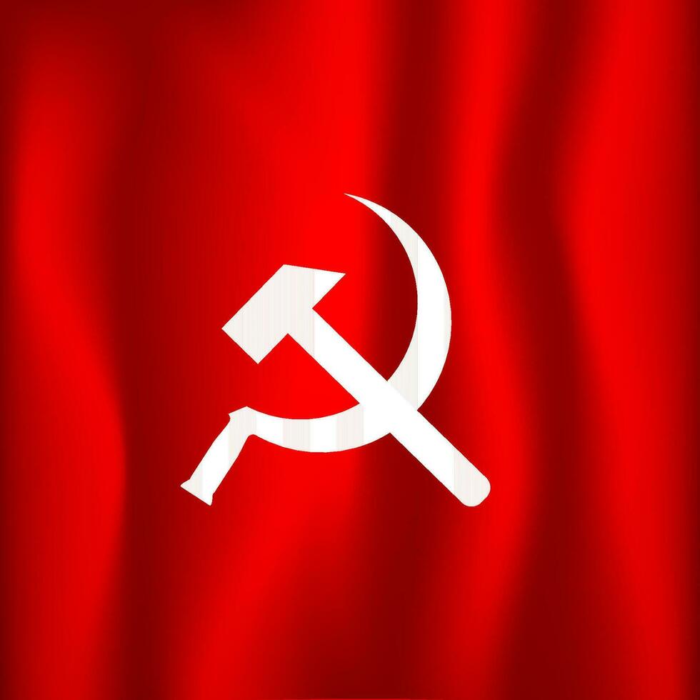 rot Flagge von Sowjet Union. Symbol von das sozialistisch Republiken von Kommunismus und Sozialismus mit Hammer und Vektor Sichel