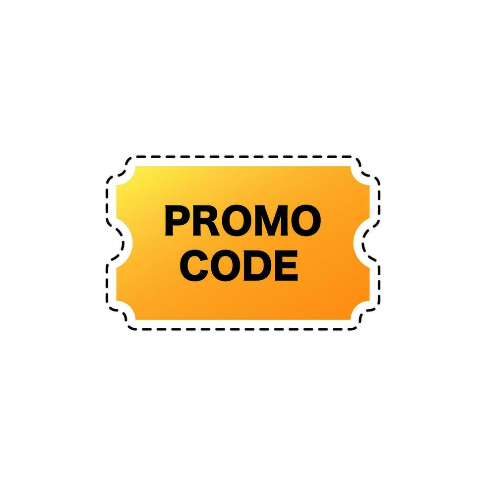 Gold Coupon Aufkleber mit Promo Code. Werbung Gutschein zum Geschäft Rabatt und Verkauf zum Schneiden und Marketing Vektor bietet an