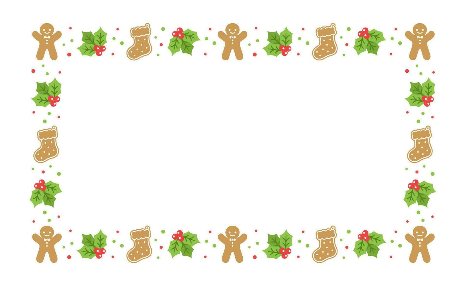 rektangel pepparkaka småkakor ram gräns, jul vinter- Semester grafik. hemlagad sötsaker mönster, kort och social media posta mall på vit bakgrund. isolerat vektor illustration.