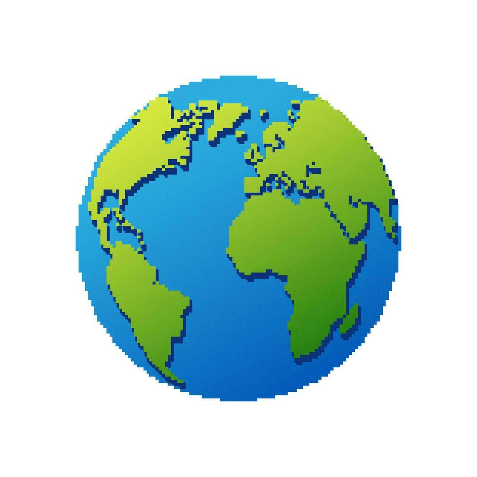 farbig Planet Erde mit Kontinente. Blau Meere und Ozeane mit Grün geografisch landet zum Grafik Vektor Design