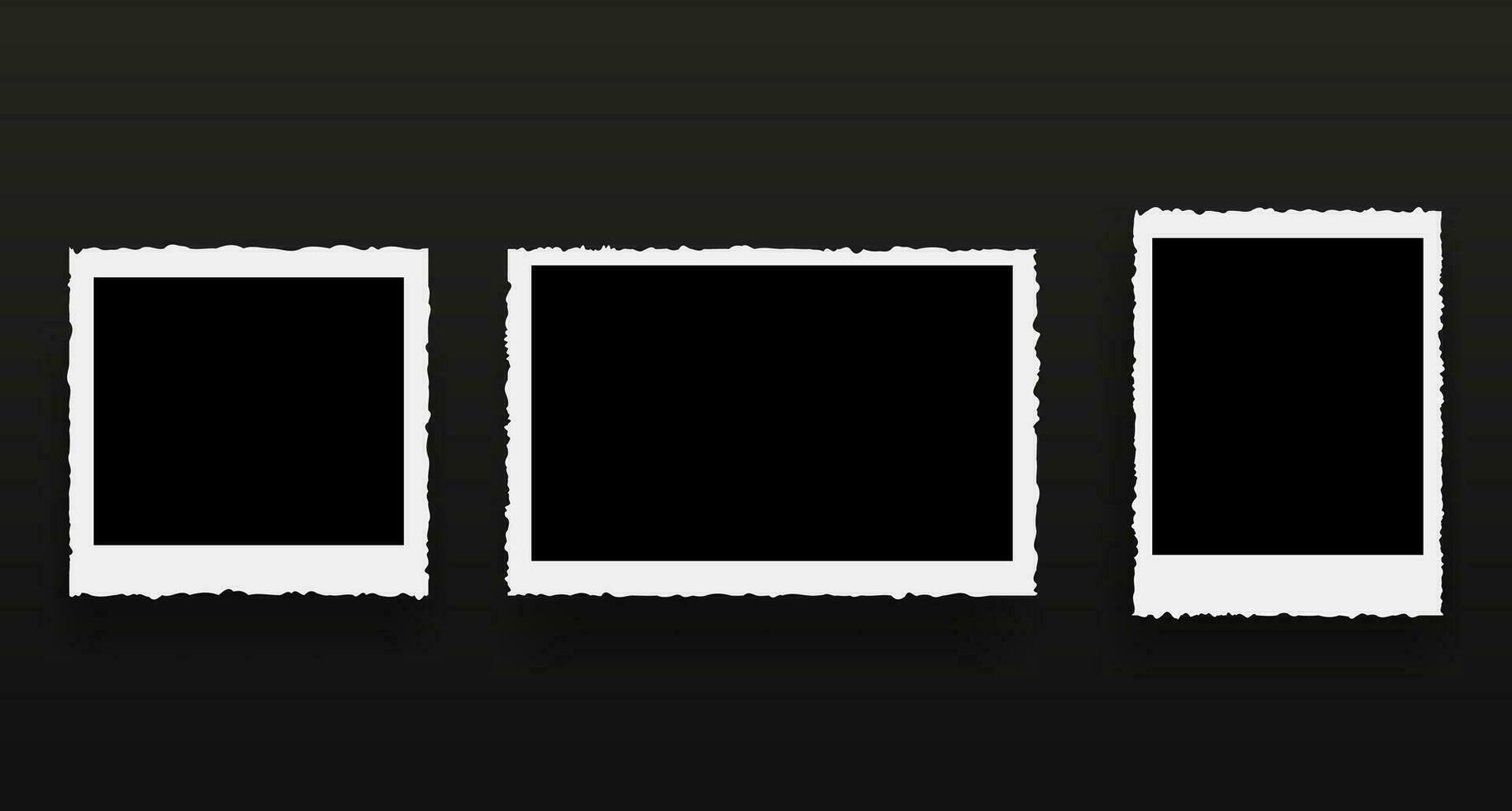 Foto ramar med trasig kanter. tom kvadrater för bilder och målningar med realistisk design element med omedelbar vektor utveckling