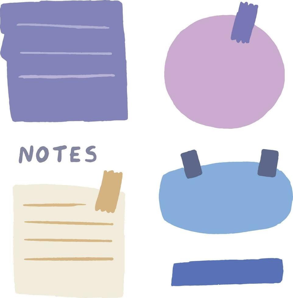 papper klibbig anteckningar, PM meddelanden, anteckningsblock och trasig papper ark vektor