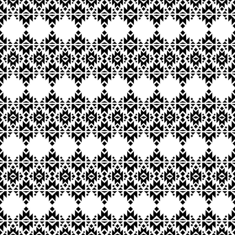 nahtlos ethnisch Muster im aztekisch Stammes- Stil mit geometrisch Streifen. einheimisch amerikanisch Motiv Design zum Stoff, Textil, Kleidung, Teppich, Ikat, Batik, Stickerei, Hintergrund. schwarz und Weiß Farben. vektor