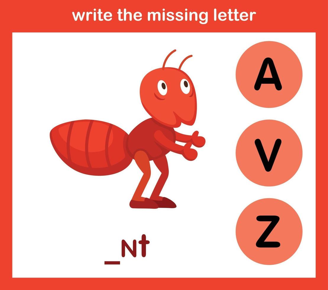 Schreibe den fehlenden Buchstaben vektor