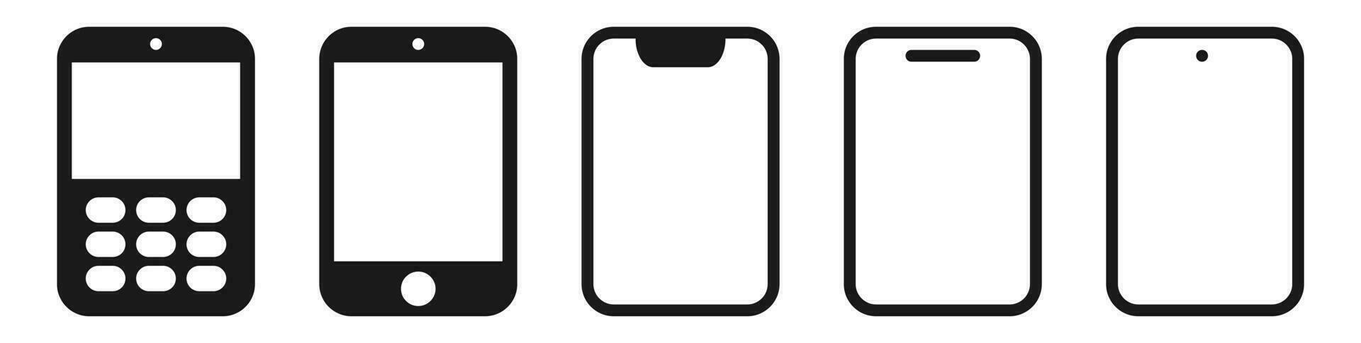 Handy, Mobiltelefon Telefon Evolution Symbol. modern Smartphone und alt Handy vektor