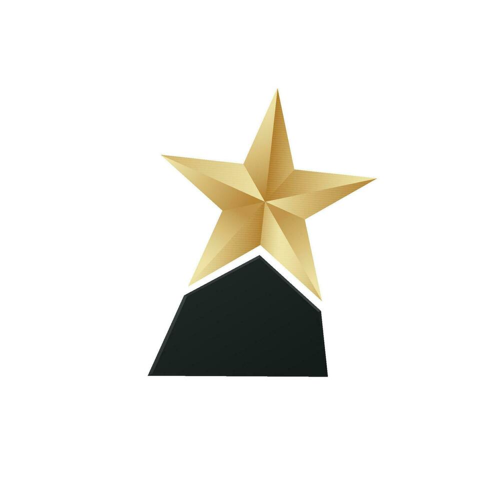 Star Trophäe golden Preis- Vektor 3d Gewinner rewand