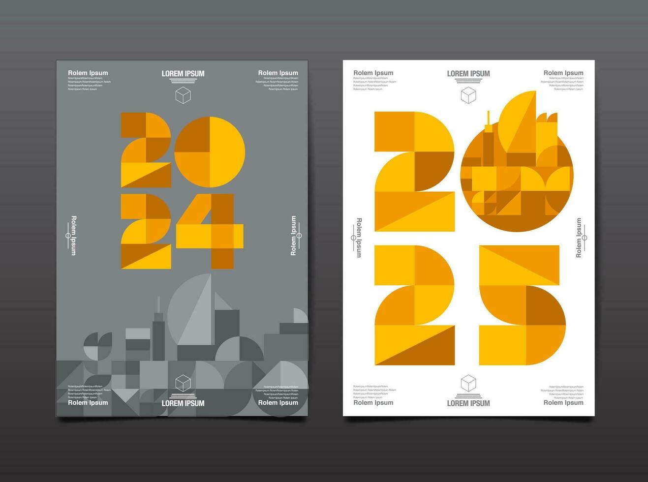 Vorlage Layout Design 2024, 2025, 2026 Typografie, geometrisch Form, eben Design vektor