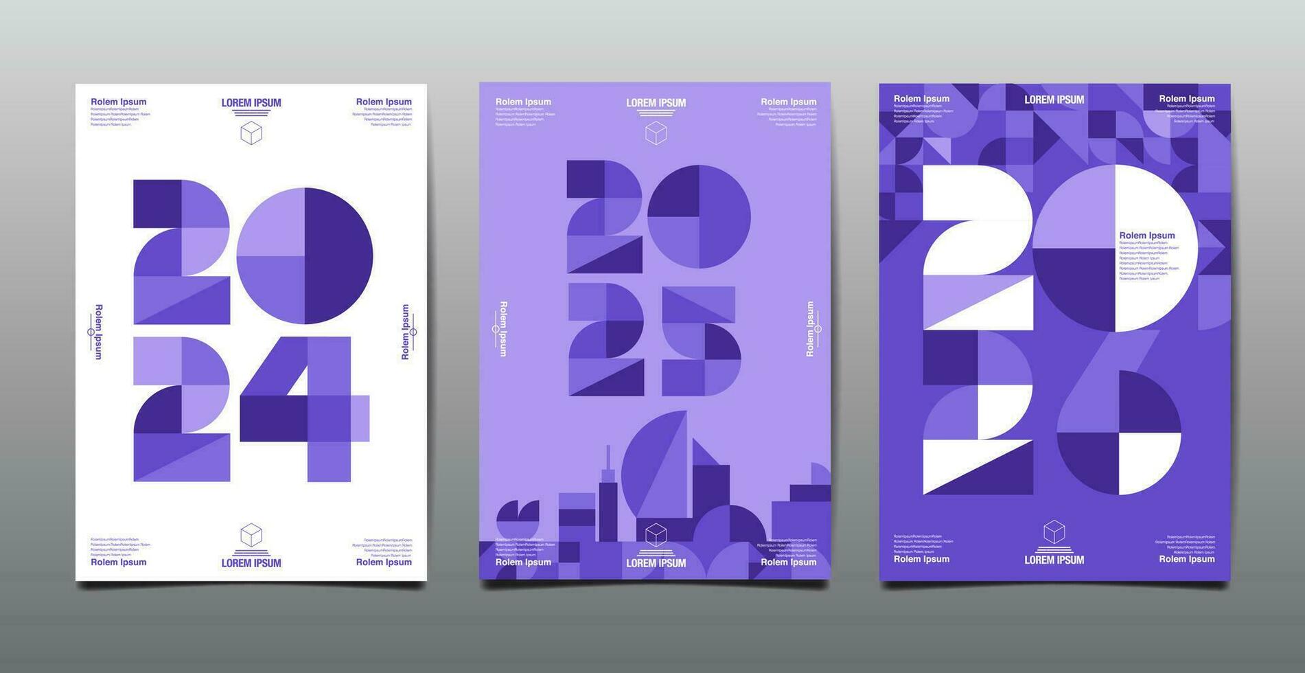 Vorlage Layout Design 2024, 2025, 2026 Typografie, geometrisch Form, eben Design vektor