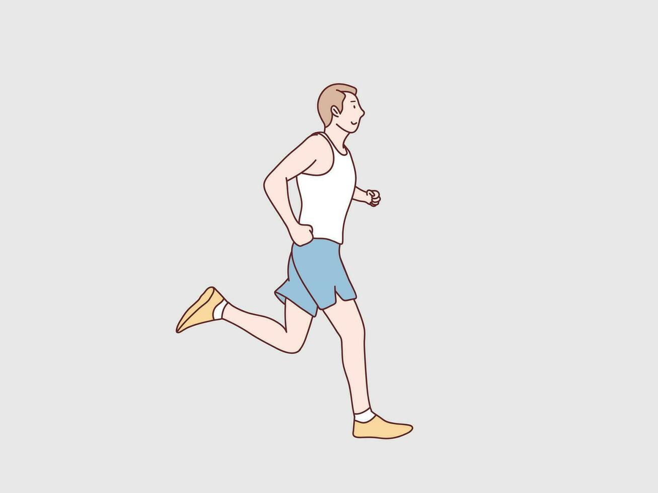 ung man i sport löpning utövar joggning träna enkel koreanska stil illustration vektor