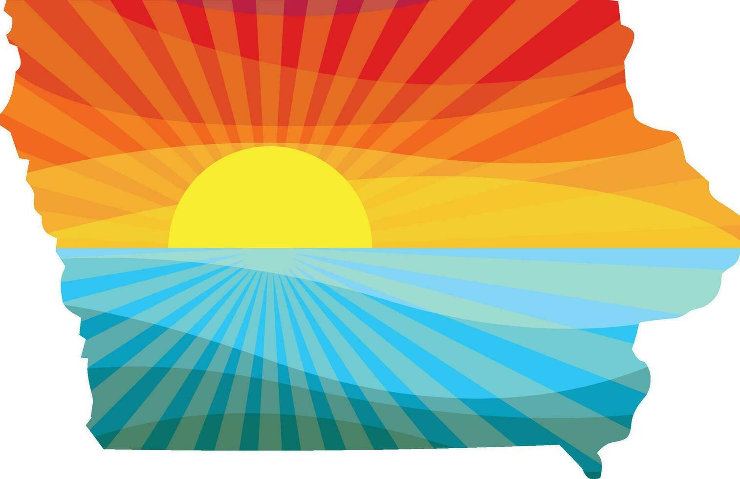 bunt Sonnenuntergang Gliederung von Iowa Vektor Grafik Illustration Symbol