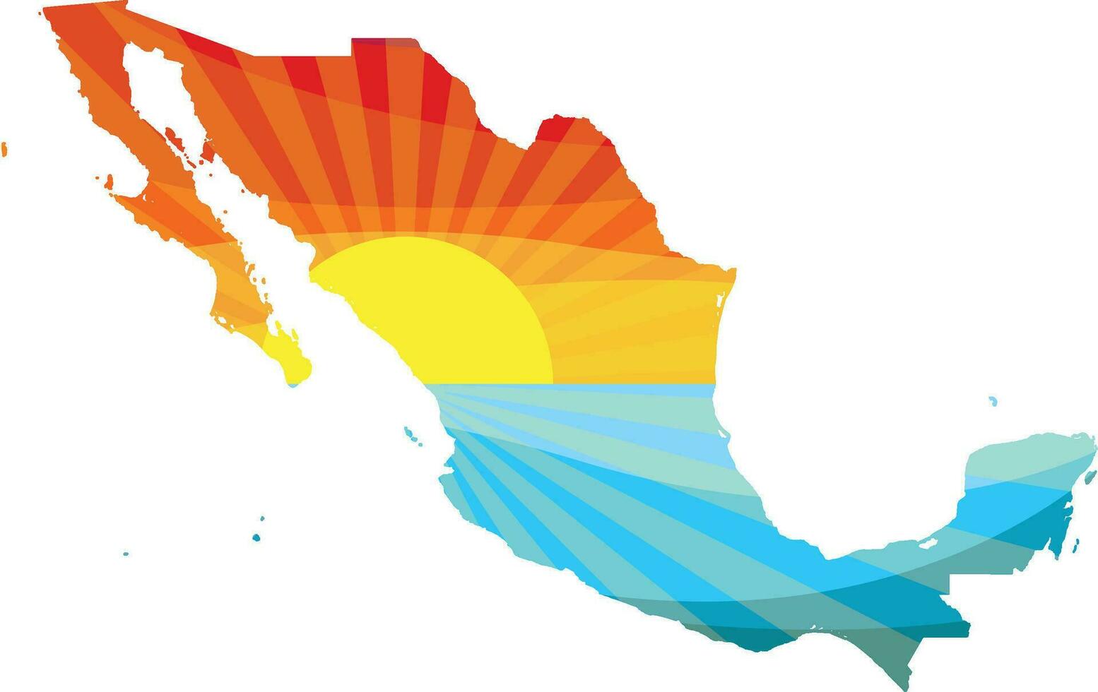 färgrik solnedgång översikt av mexico vektor grafisk illustration ikon