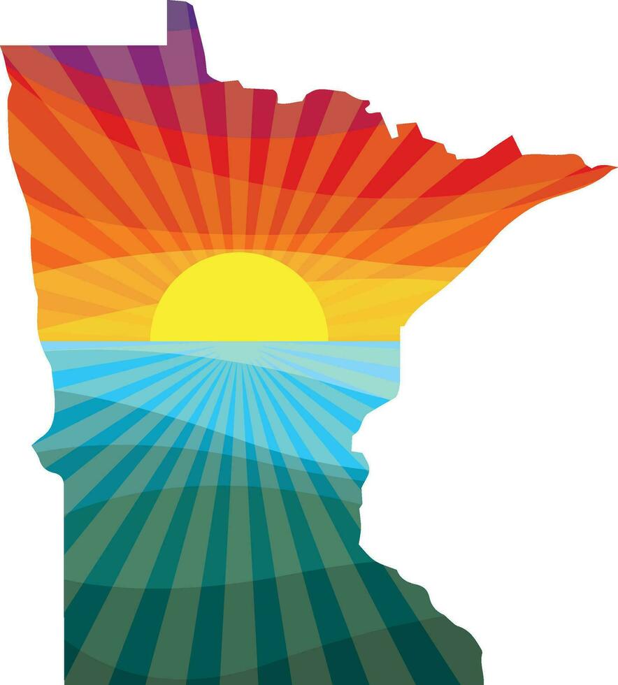 bunt Sonnenuntergang Gliederung von Minnesota Vektor Grafik Illustration Symbol