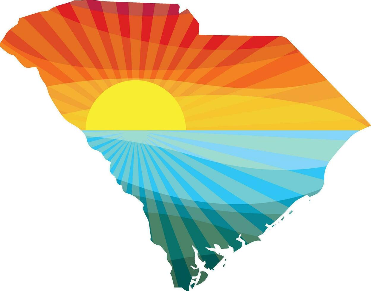 färgrik solnedgång översikt av söder Carolina vektor grafisk illustration ikon