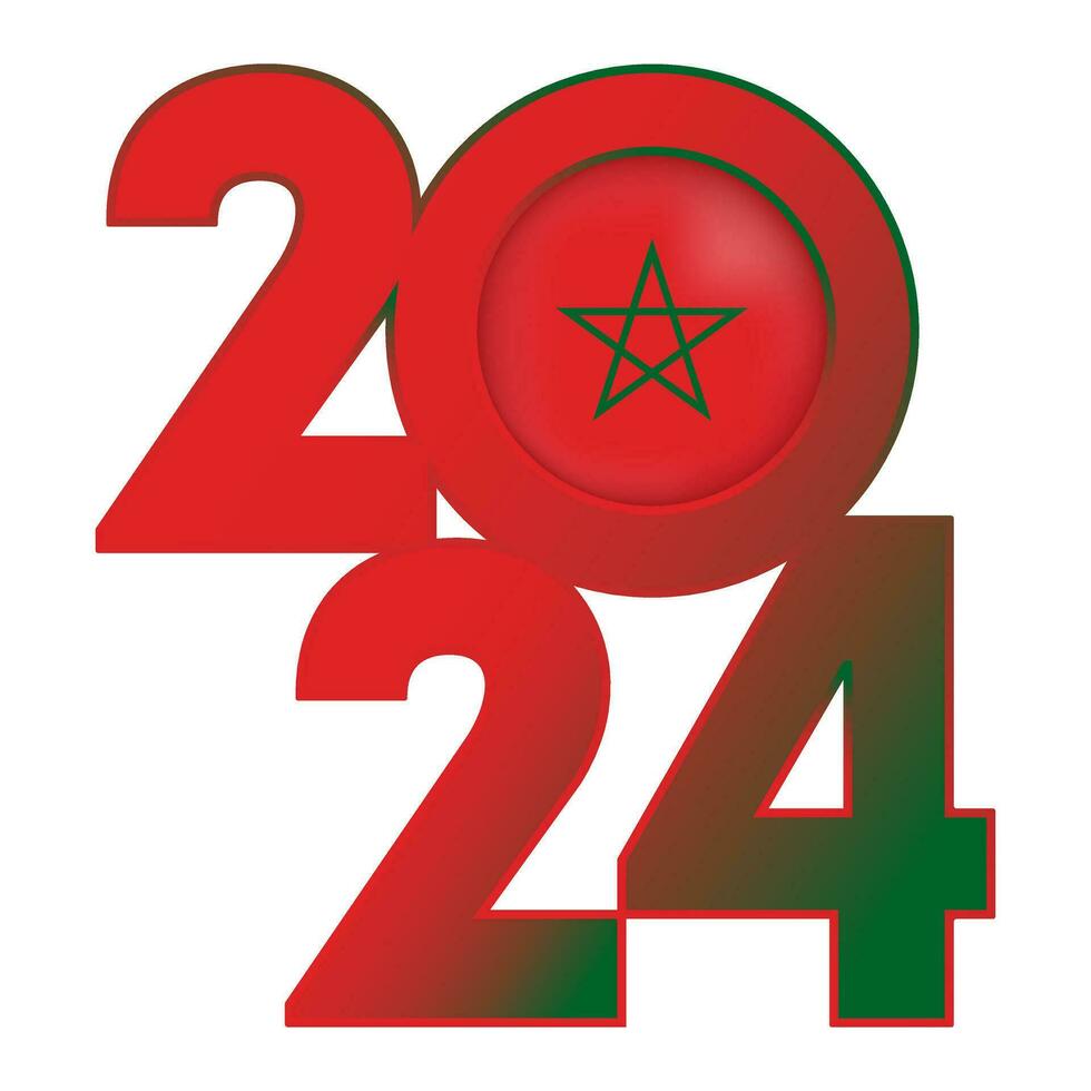 Lycklig ny år 2024 baner med marocko flagga inuti. vektor illustration.