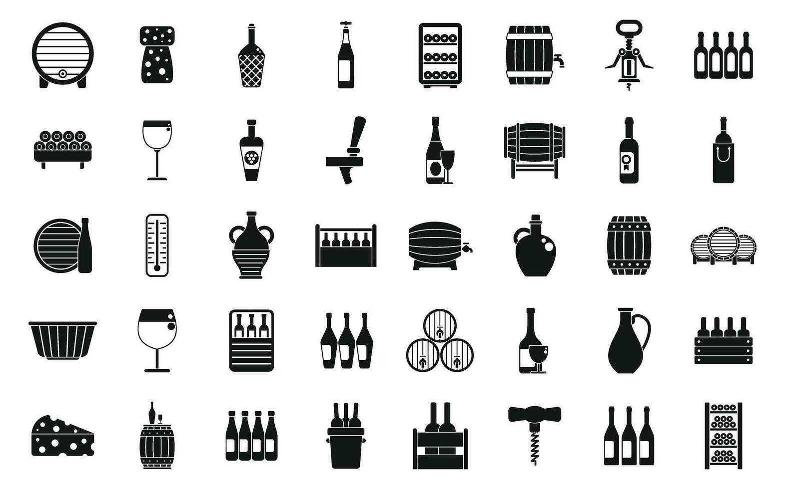 vin källare ikoner uppsättning enkel vektor. tunna kagge vektor