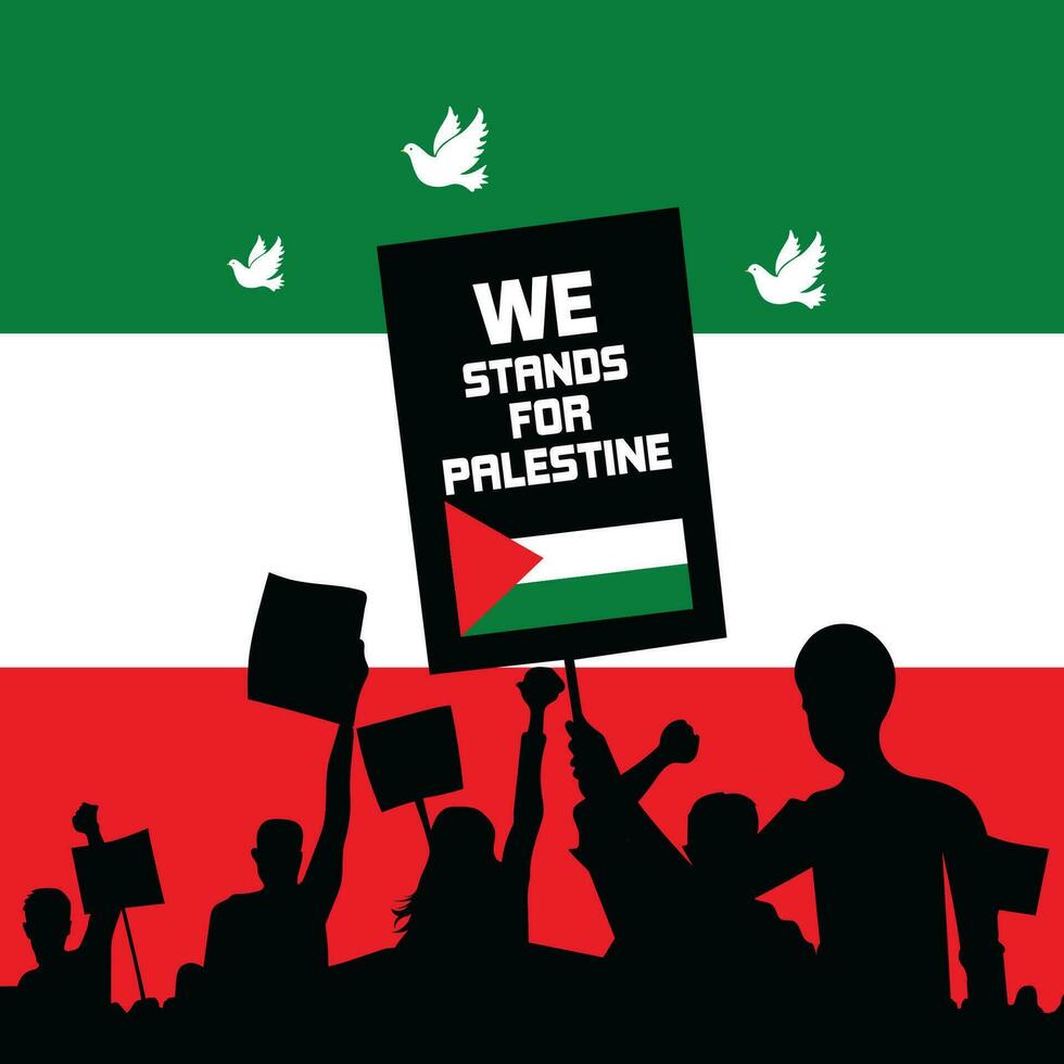 Palästina vs. Israel Krieg Poster, Vorlage, Banner Design. wir sind Stand zum Palästina Vektor Vorlage. speichern Gaza, speichern Palästina Beschriftung Banner. Palästina Flagge. islamisch Krieg.