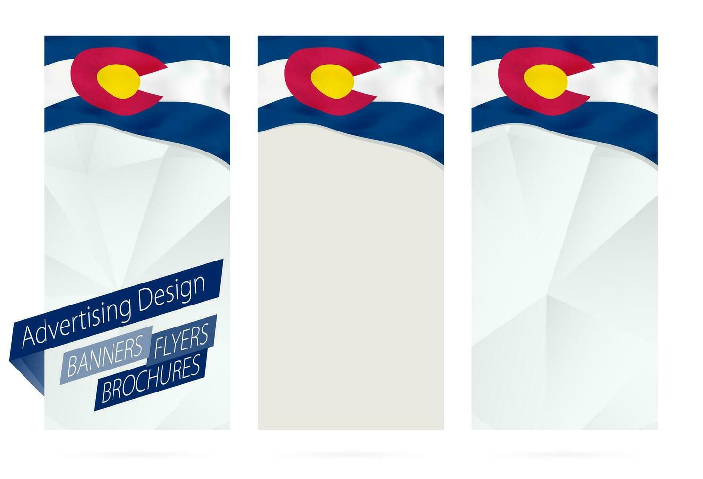 Design von Banner, Flyer, Broschüren mit Colorado Zustand Flagge. vektor