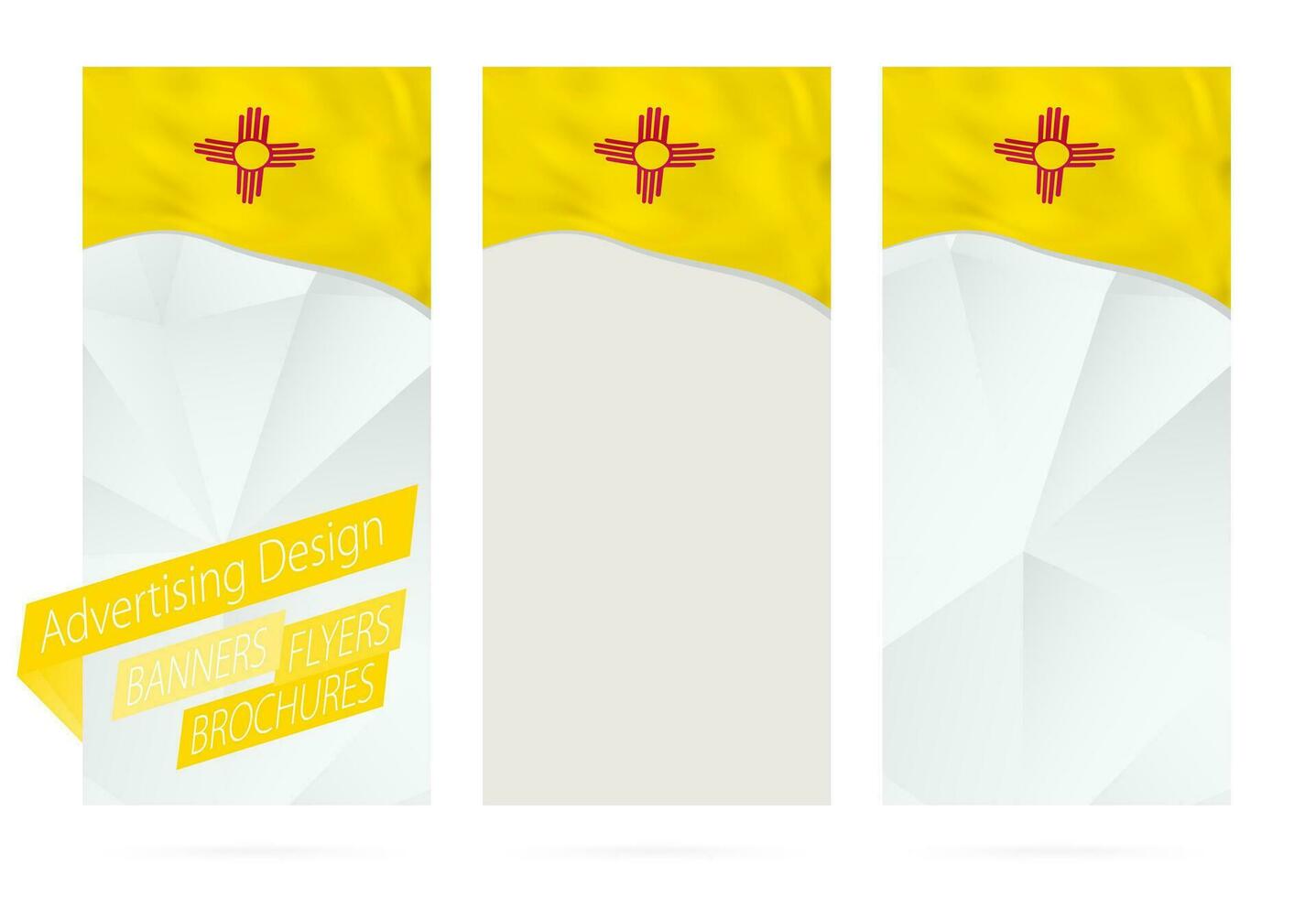 Design von Banner, Flyer, Broschüren mit Neu Mexiko Zustand Flagge. vektor