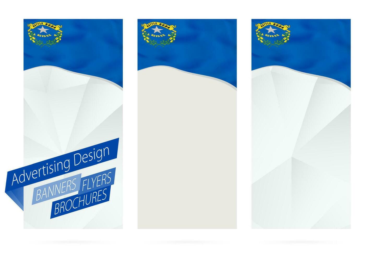 Design von Banner, Flyer, Broschüren mit Nevada Zustand Flagge. vektor