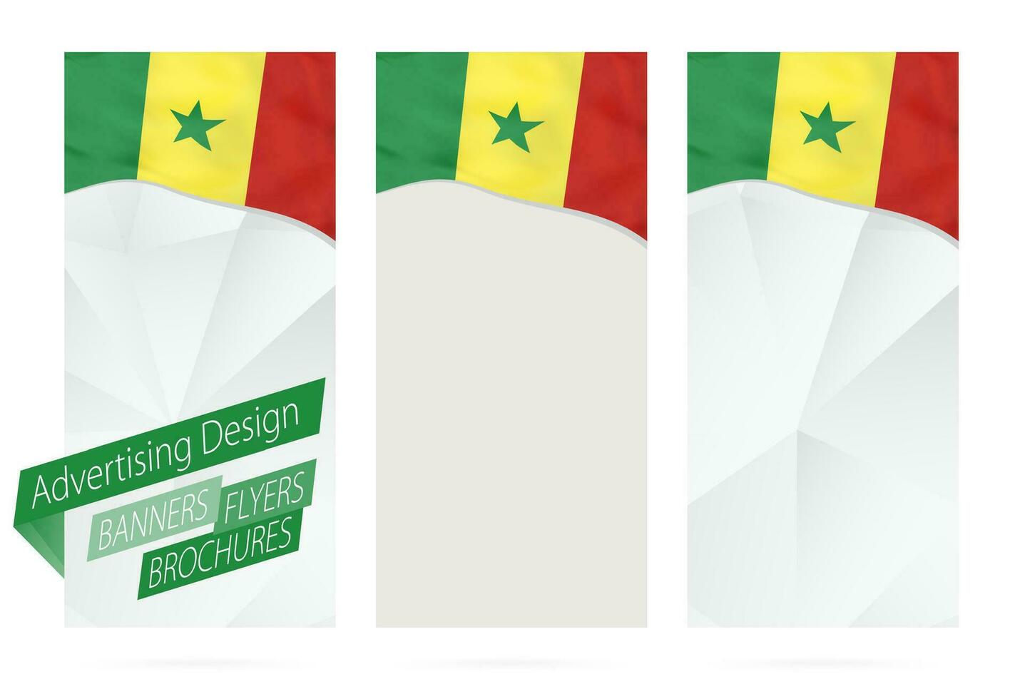 Design von Banner, Flyer, Broschüren mit Flagge von Senegal. vektor