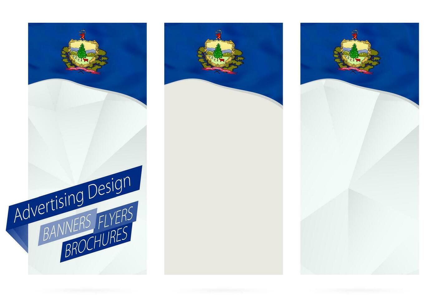 Design von Banner, Flyer, Broschüren mit Vermont Zustand Flagge. vektor
