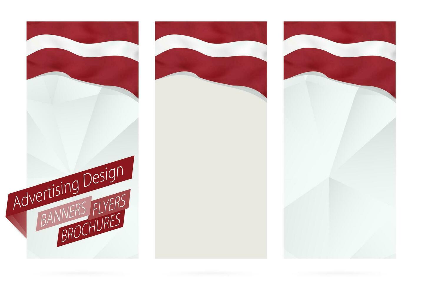design av banderoller, flygblad, broschyrer med flagga av lettland. vektor