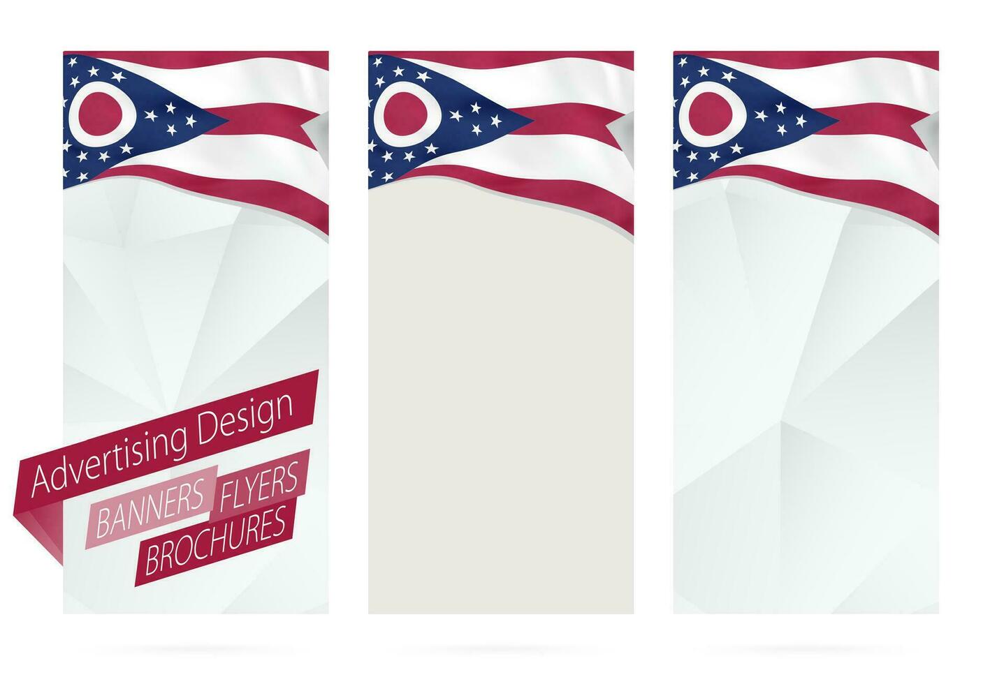 design av banderoller, flygblad, broschyrer med ohio stat flagga. vektor
