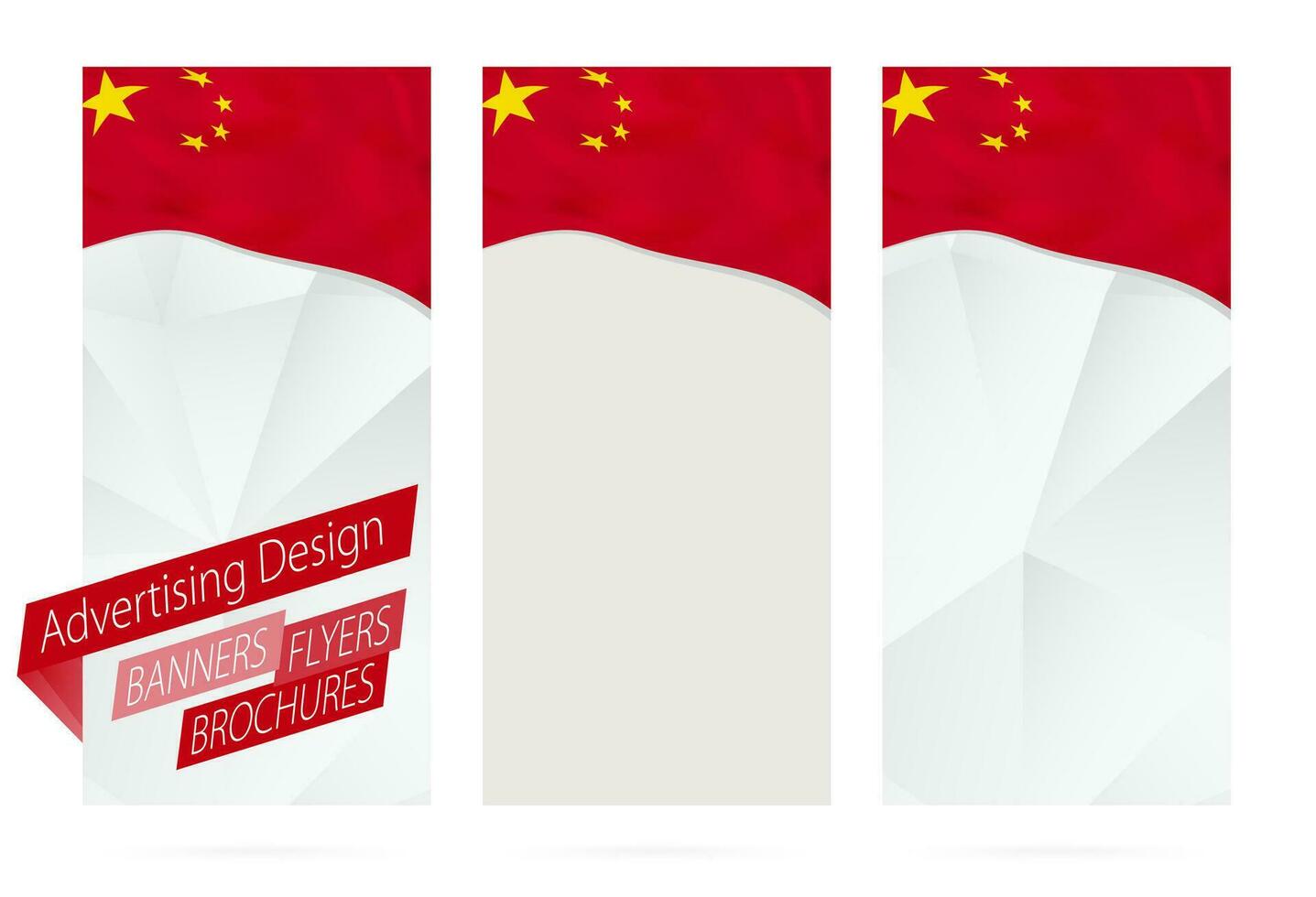 Design von Banner, Flyer, Broschüren mit Flagge von China. vektor