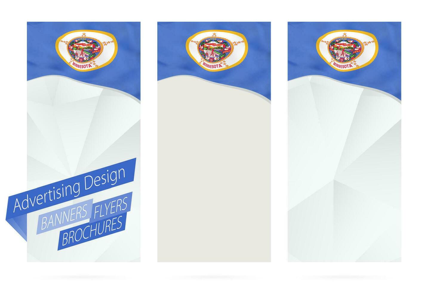 Design von Banner, Flyer, Broschüren mit Minnesota Zustand Flagge. vektor