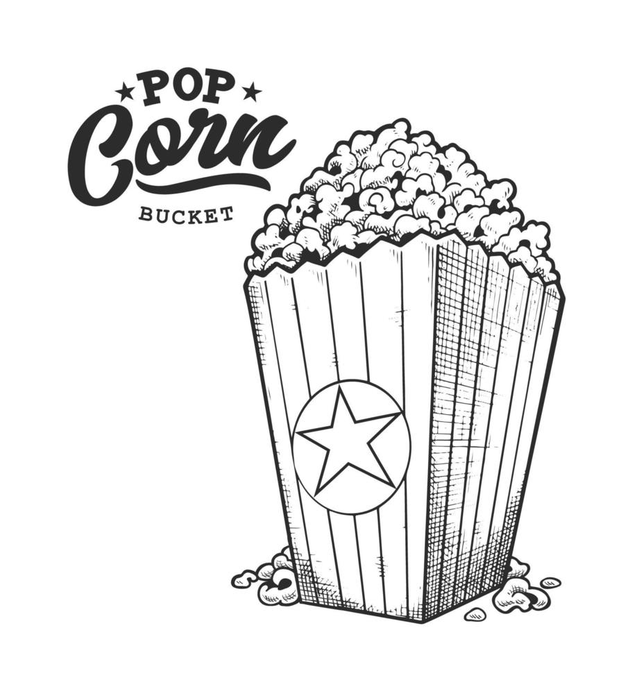 Popcorn Retro-Emblem schwarz und weiß vektor