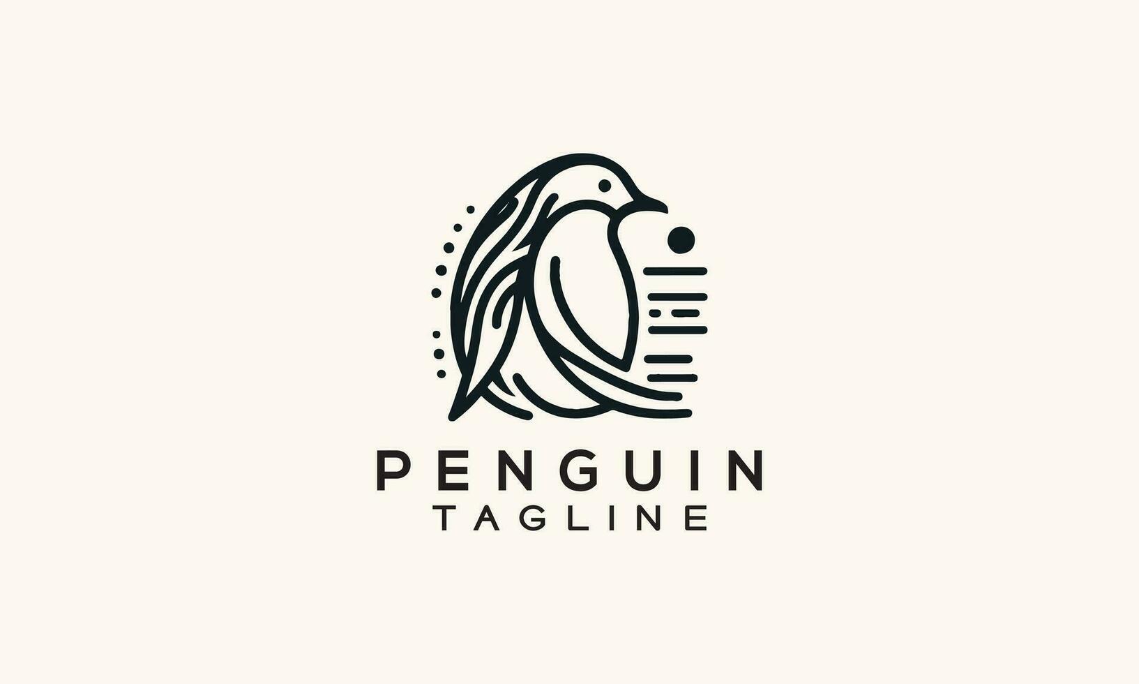 pingvin vektor logotyp ikon minimalistisk linje konst