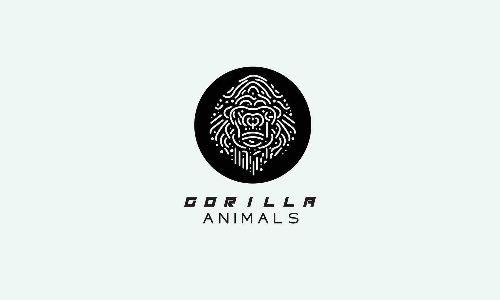 gorilla apa vektor logotyp ikon minimalistisk linje konst design