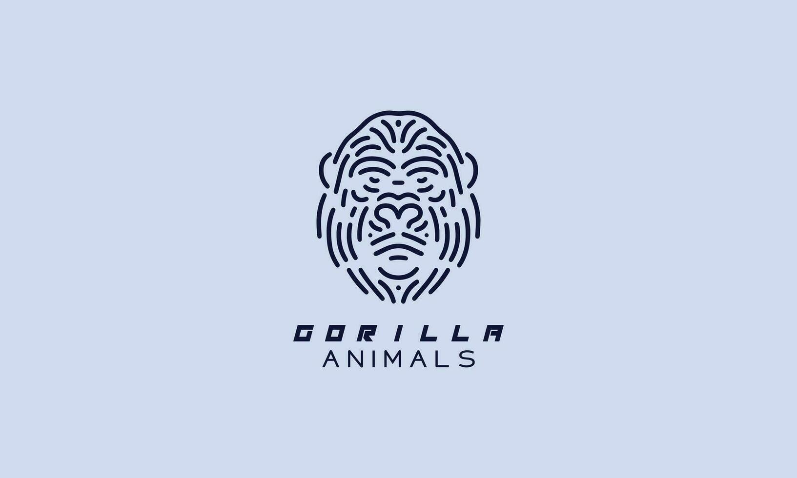 gorilla apa vektor logotyp ikon minimalistisk linje konst design