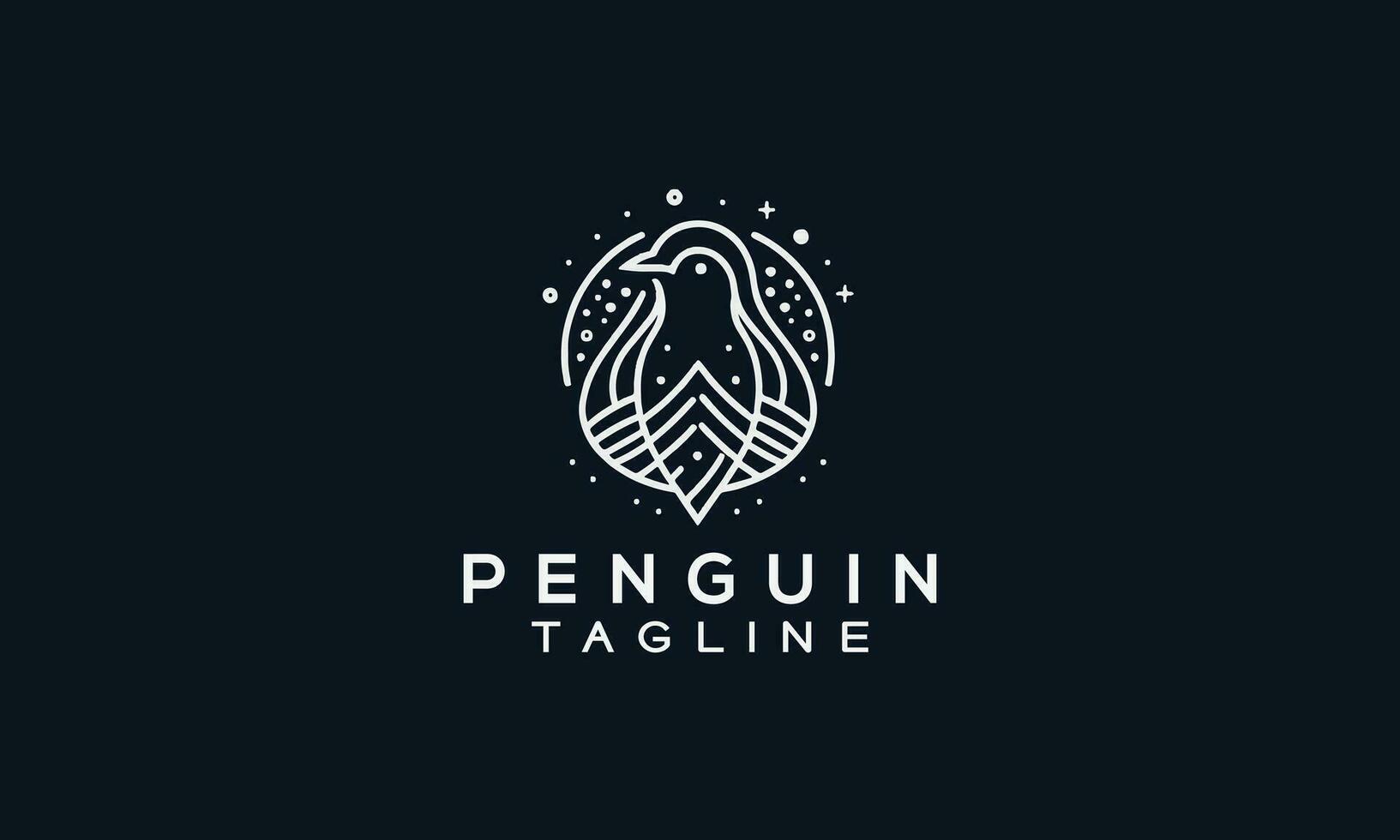 Pinguin Vektor Logo Symbol minimalistisch Linie Kunst