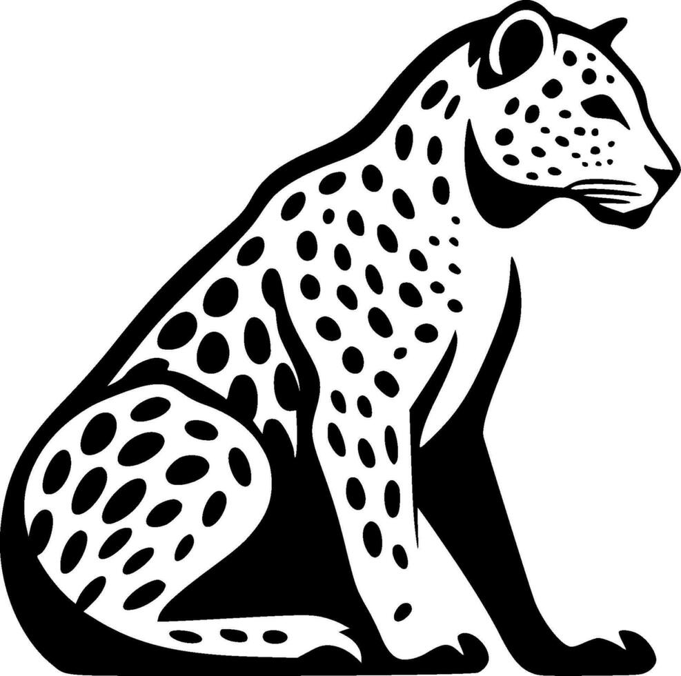 leopard - svart och vit isolerat ikon - vektor illustration