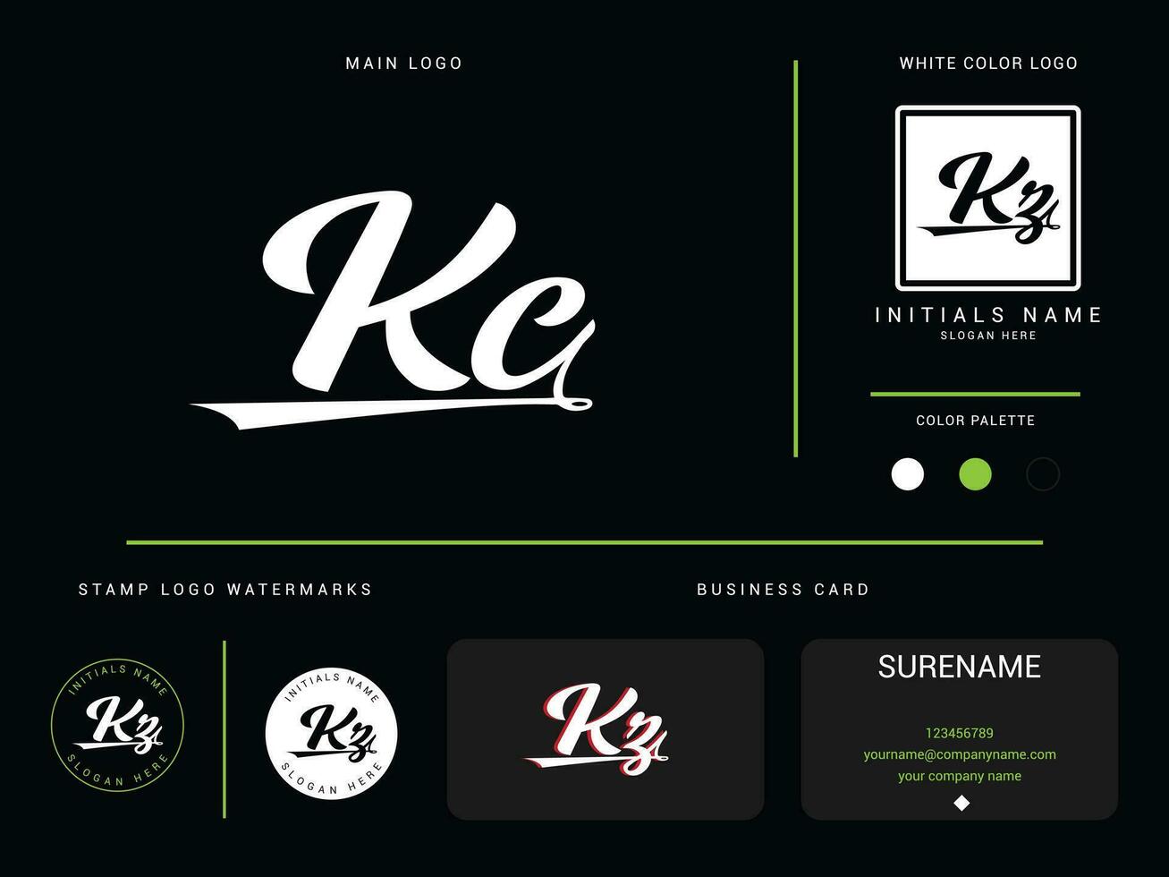 monogram kc mode logotyp ikon, kläder Kläder kz kc logotyp brev design med branding vektor