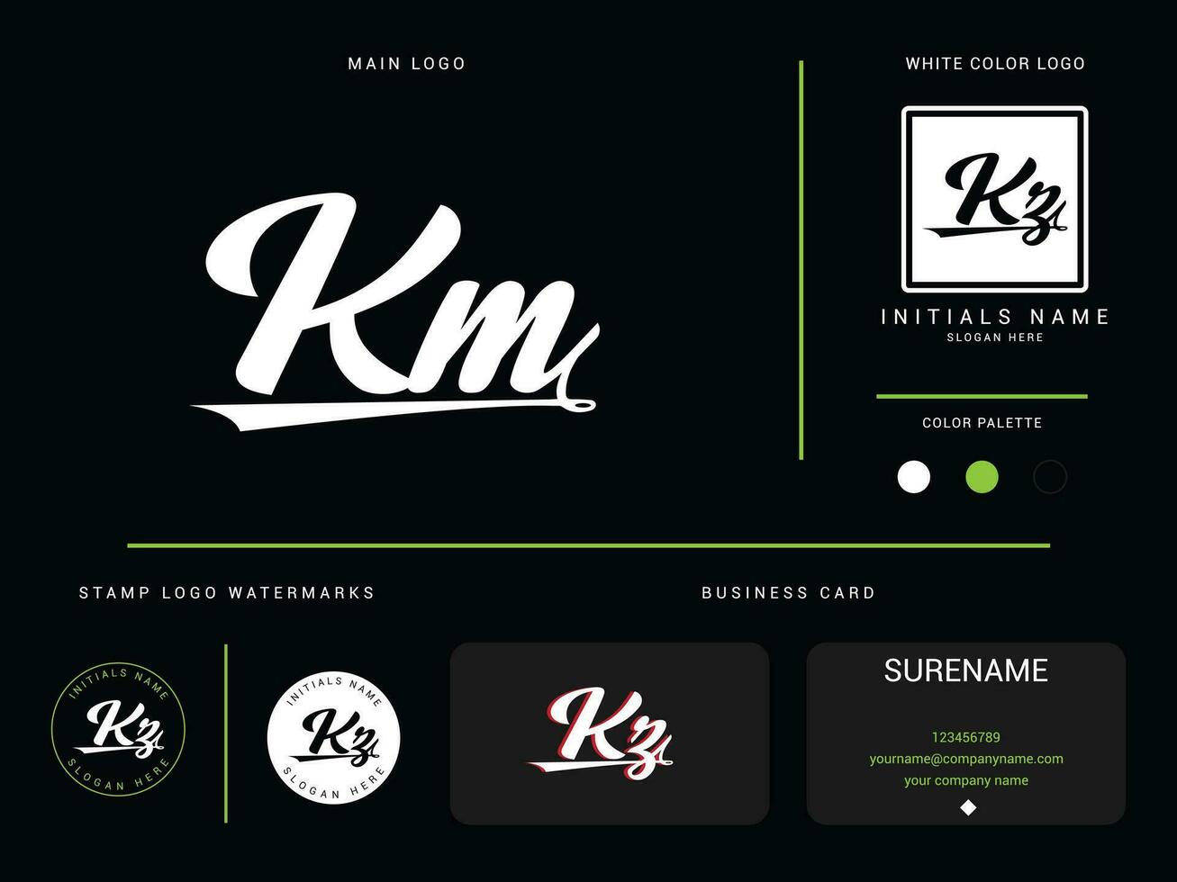 monogram km mode logotyp ikon, kläder Kläder kz km logotyp brev design med branding vektor