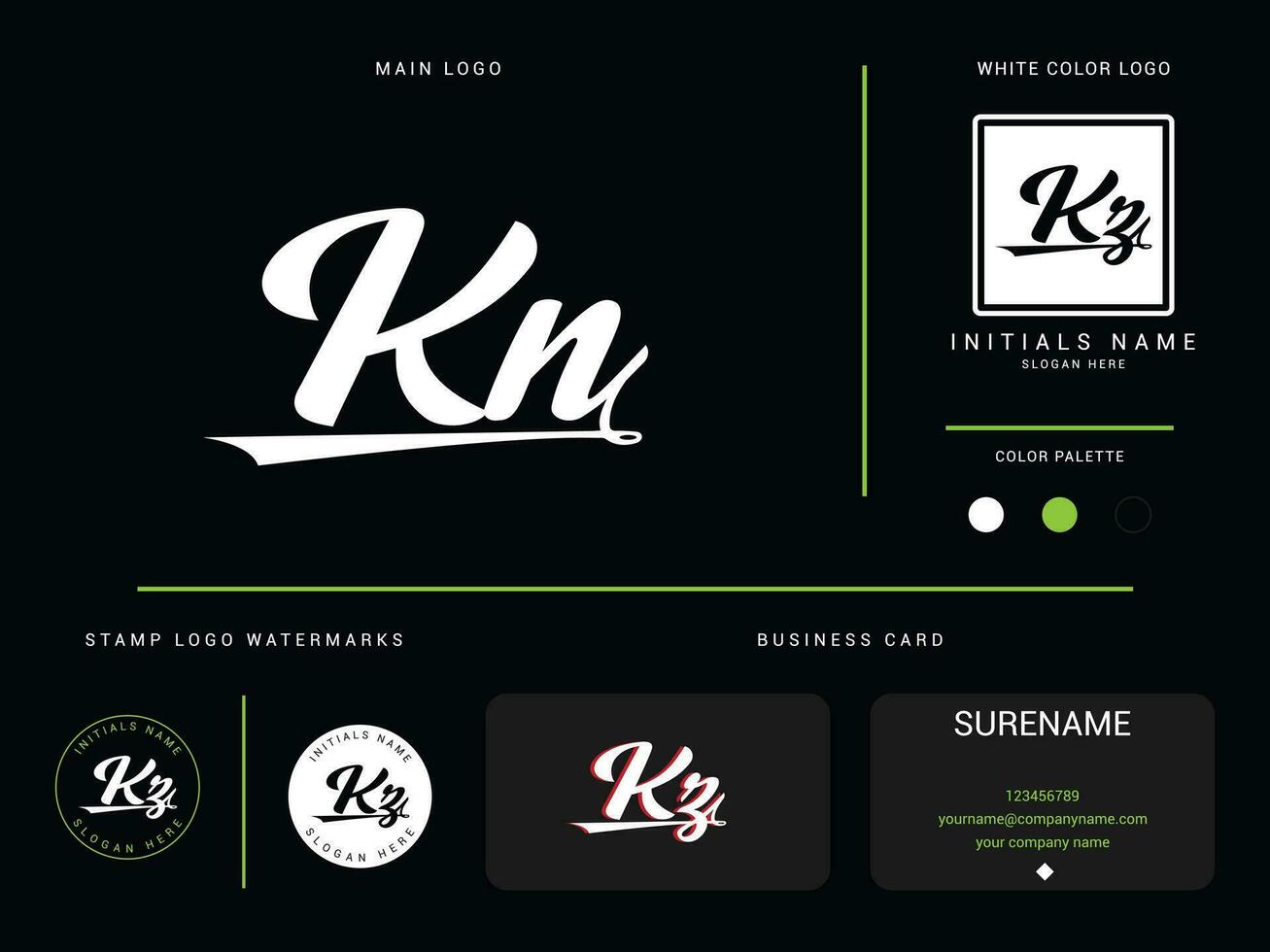 monogram kn mode logotyp ikon, kläder Kläder kz kn logotyp brev design med branding vektor