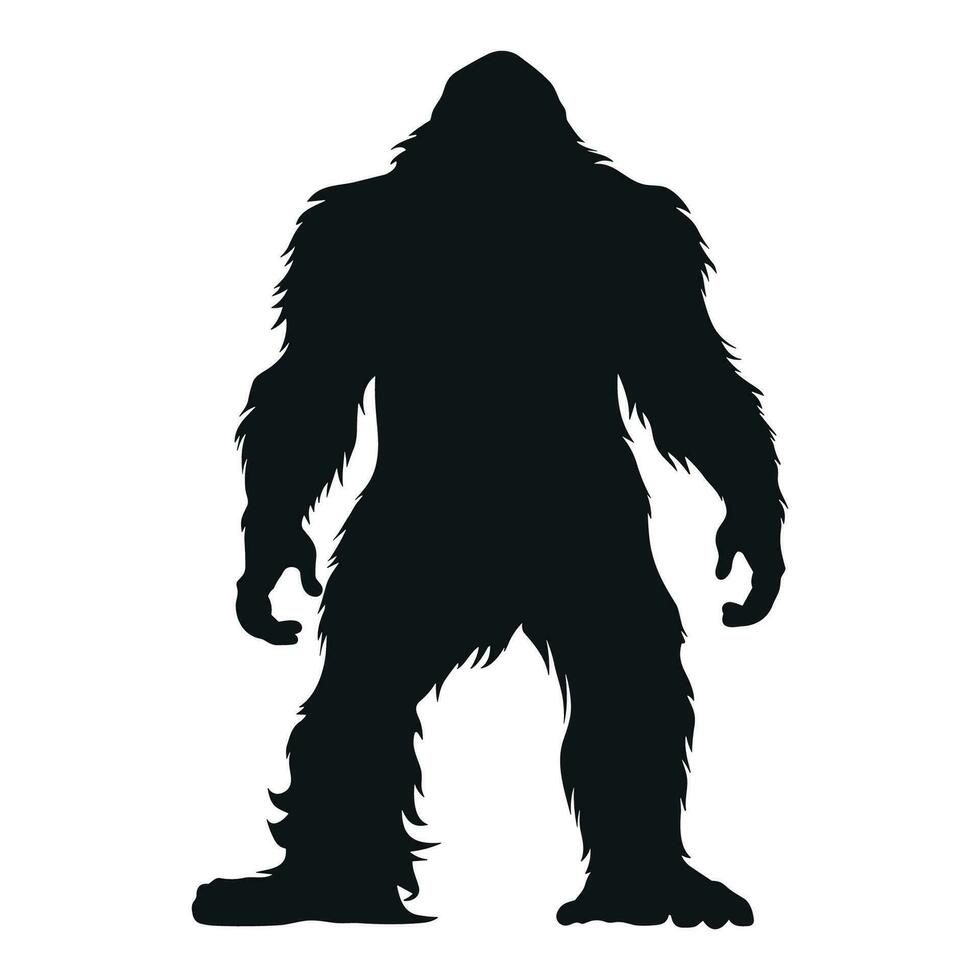 Bigfoot Silhouette Vektor isoliert auf ein Weiß Hintergrund, Yeti Vektor Illustration, ein schwarz Silhouette von ein Bigfoot Tier Vektor