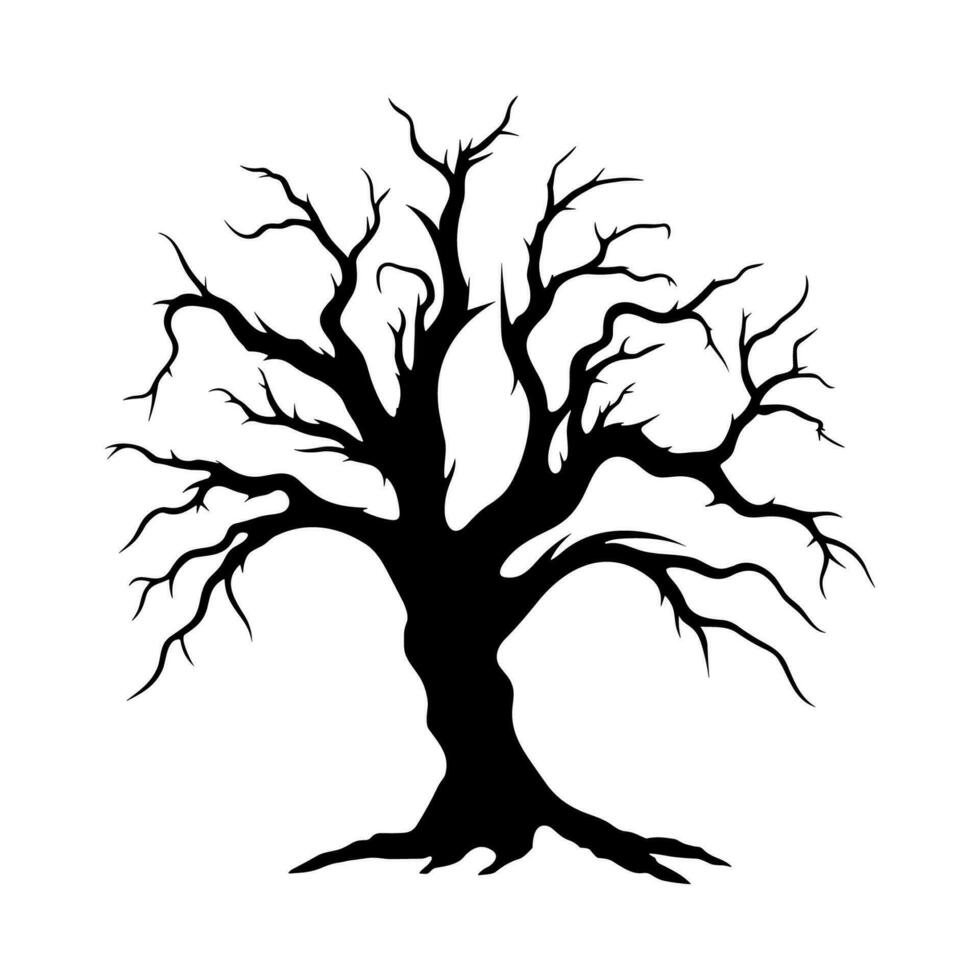 tot Baum Vektor Silhouette frei, unheimlich Baum Silhouette Vektor, Halloween gespenstisch Baum Vektor Illustration