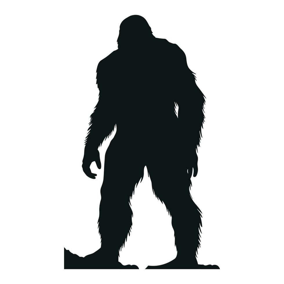 Bigfoot Silhouette Vektor isoliert auf ein Weiß Hintergrund, Yeti Vektor Illustration, ein schwarz Silhouette von ein Bigfoot Tier Vektor